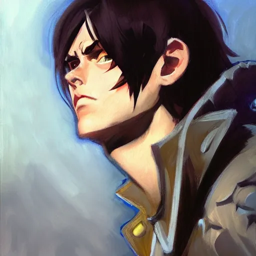 Prompt: greg manchess portrait painting of eren jeager as overwatch character, medium shot, asymmetrical, alan yeager ， profile picture, organic painting, sunny day, matte painting, bold shapes, hard edges, street art, trending on artstation, by huang guangjian and gil elvgren and sachin teng