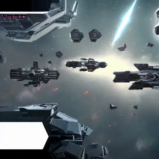 Prompt: cinematic highly detailed space battle of dreadnought fighting a multitude of smaller fighters.