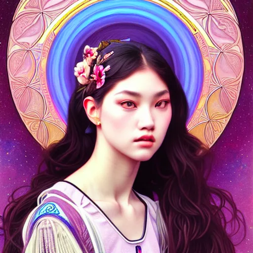 Prompt: portrait of jossi of blackpink, goddess of the moon, highly detailed, digital painting, smooth, sharp focus, illustration, ultra realistic, 8 k, art by artgerm and alphonse mucha