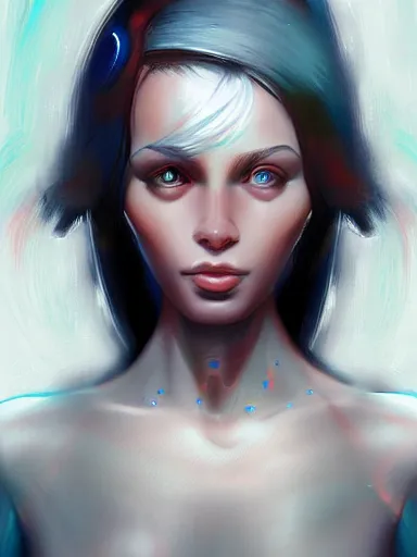 Image similar to cyborg girl, portrait, digital painting, elegant, beautiful, highly detailed, artstation, concept art
