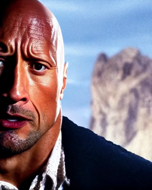 Prompt: film still close up shot of dwayne johnson in the movie harry potter and the philosopher's stone. photographic, photography