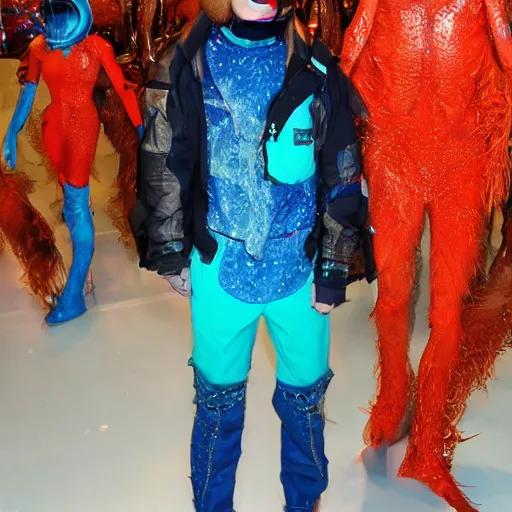 Prompt: davis taylor brown dressed in alien fantasy fashion