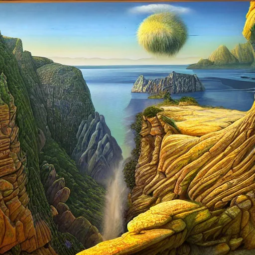 Prompt: view from the balcony, vast cliff side with psychedelic caves, by josip csoor, by vladimir kush, by laurie lipton, hyperrealistic, detailed, 8 k resolution, landscape, psychedelic, rendered in lumion, cosmic, electric