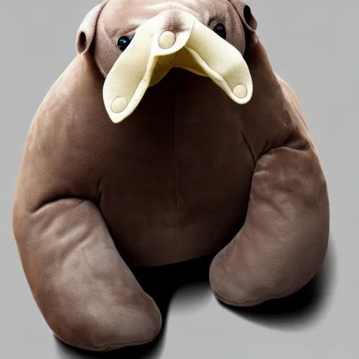 Image similar to a walrus plush. beautifully made, detailed, cute, soft. high quality, studio lighting, product image