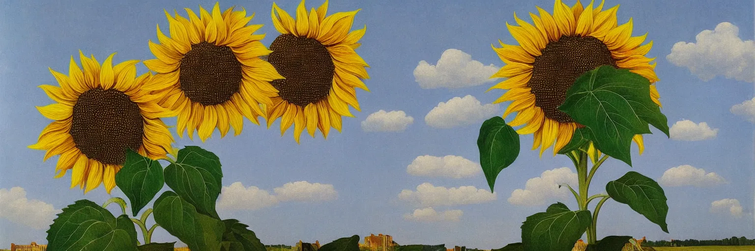 Prompt: sunflower painting magritte