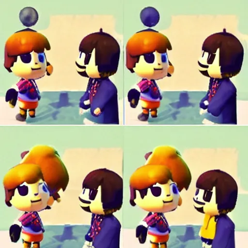 Prompt: the beatles in animal crossing