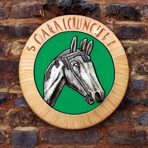 Image similar to https://cdn.discordapp.com/attachments/989739627244048384/1006379547937210528/Garbonzo_a_fancy_wooden_plaque_that_says_The_Mule_on_it_realist_428cc2f1-fcbb-4677-9a55-e7042bff826e.png wooden portrait of a mule, highly detailed, strikingly beautiful, captivating