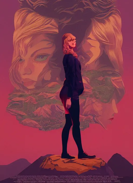 Prompt: Twin Peaks poster artwork by Michael Whelan and Tomer Hanuka, Rendering of Taylor Swift the local cheerleader in Twin Peaks, full of details, by Makoto Shinkai and thomas kinkade, Matte painting, trending on artstation and unreal engine