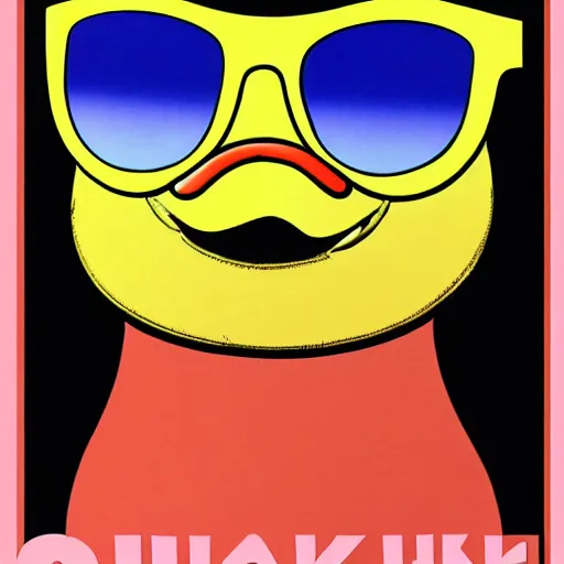 Prompt: a cute duck wearing sunglasses, poster art