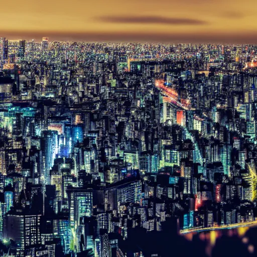 Image similar to tokyo night, cityscape, cinematic