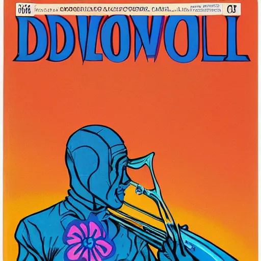 Image similar to 1975 demonic psychedlic valley flower axelotol foie gras trombone baluster , by Arthur Skizhali-Weiss and David Hocknet and Vincent Di Fate , fine art , Marvel Comics , 8K