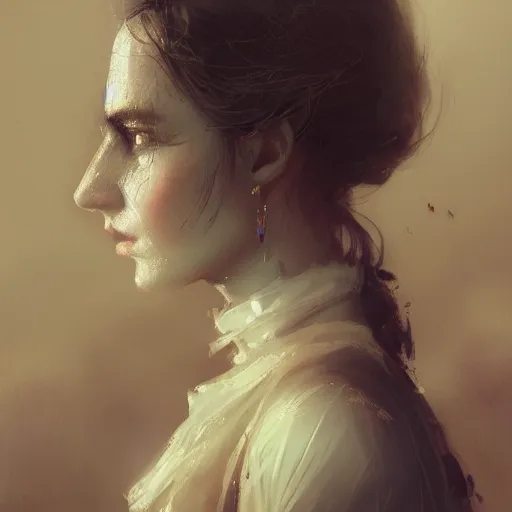 Image similar to A fancy portrait of an attractive noble women by Greg Rutkowski, Sung Choi, Mitchell Mohrhauser, Maciej Kuciara, Johnson Ting, Maxim Verehin, Peter Konig, Bloodborne, 8k photorealistic, cinematic lighting, HD, high details, dramatic, dark atmosphere, trending on artstation