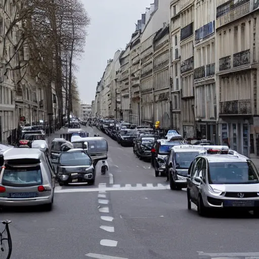 Image similar to une rue de paris vide avec des voitures garees en 2 0 2 0