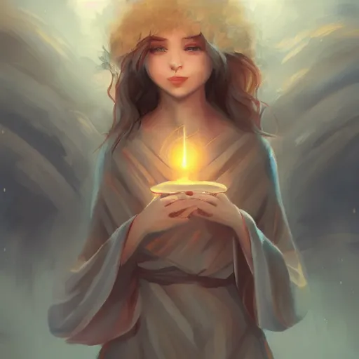 Prompt: Godsent, divine, celestial, ancient, serene, warm, cozy, Artstation, Digital Art