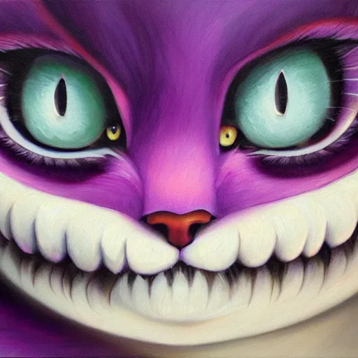 Image similar to Cheshire Cat oil painting trending on artstation, cafesale,