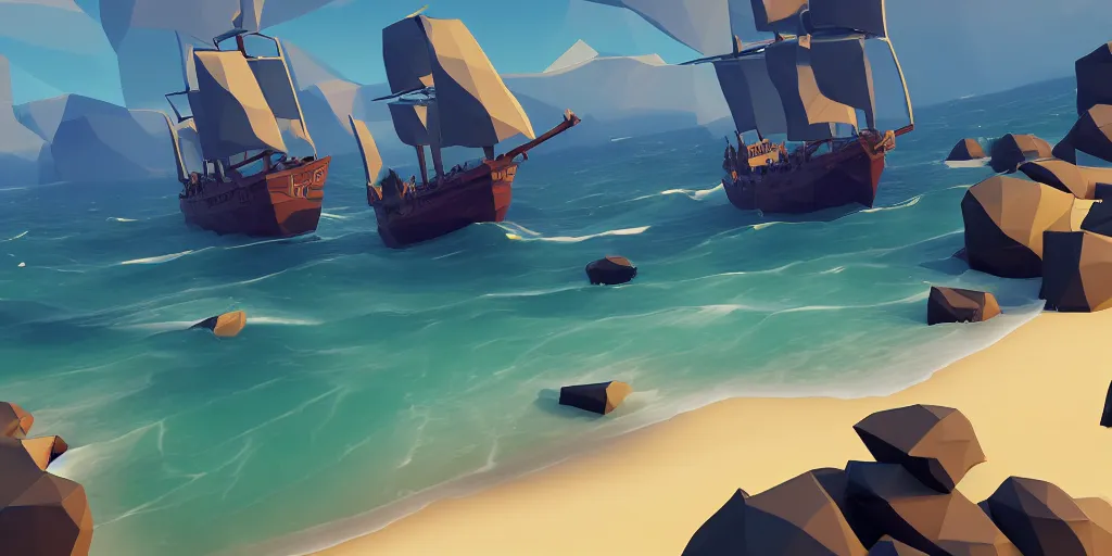 Prompt: low poly sea of thieves