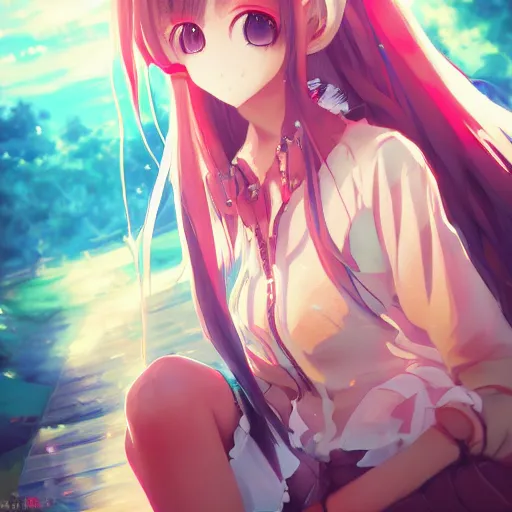 Image similar to anime portrait of a music festival as an anime girl by Stanley Artgerm Lau, WLOP, Rossdraws, James Jean, Andrei Riabovitchev, Marc Simonetti, and Sakimichan, trending on artstation