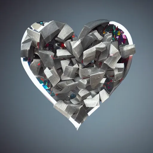 Prompt: heart shape made out of shards of glass, 3 d octane render