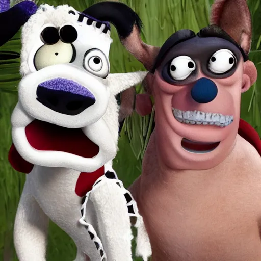 Prompt: wallace and grommet after a methamphetamine binge