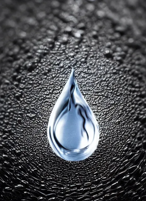 Prompt: portrait of a stunningly beautiful water drop, highly detailed, 3 5 mm photo, artstation, concept art, sharp focus, 2 8 mm macro photo, incredibly beautiful and symmetrical, incredibly detailed, award winning art, royal