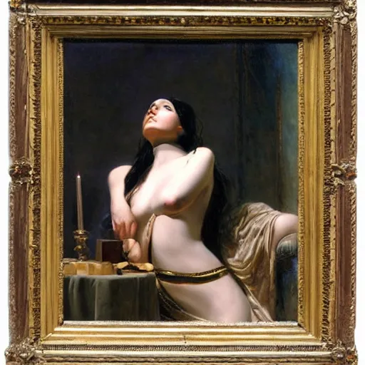 Prompt: cleopatra testing poisons on those condemned to die by alexandre cabanel, oil painting