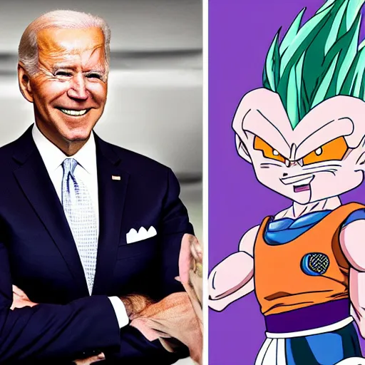 Image similar to : president biden and freeza, anime cartoonstyle, dragonball z