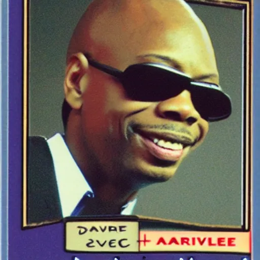 Prompt: trading card featuring dave chappelle in sunglasses with symmetrical attributes, dave chappelle trading card - h 6 4 0