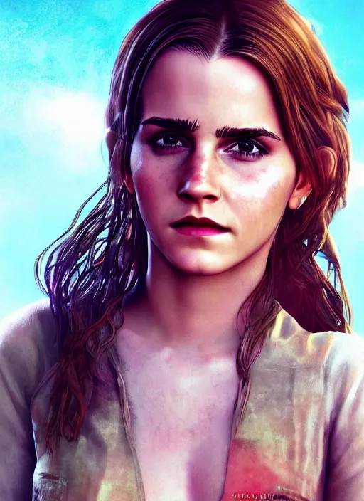 Prompt: highly detailed portrait of emma watson gta 5 art, unreal engine, hot, fantasy art by stephen bliss