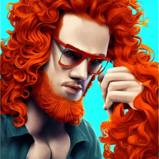 Image similar to illustration of curly orange hair men as a pixar film poster, cool pose, smooth, intricate, octane, reflects, masterpiece artwork, ultra detailed, artgerm, digital art, trending on artstation, behance, deviantart