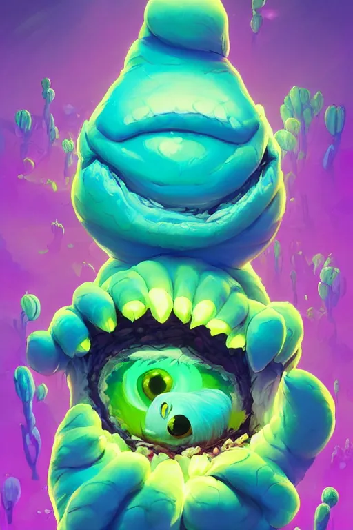 Image similar to smurf ghost creature animal sushi cristal very big eye roots cactus elemental flush of force nature micro world fluo fishscale, behance hd by jesper ejsing, by rhads, makoto shinkai and lois van baarle, ilya kuvshinov, rossdraws radiating a glowing aura global illumination ray tracing hdr