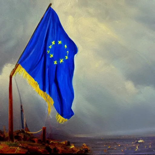 Image similar to an oil painting of the european flag