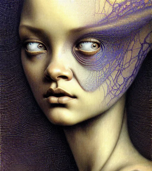 Image similar to detailed realistic beautiful young medieval alien robot rihanna face portrait by jean delville, gustave dore and marco mazzoni, art nouveau, symbolist, visionary, gothic, pre - raphaelite. horizontal symmetry by zdzisław beksinski, iris van herpen, raymond swanland and alphonse mucha. highly detailed, hyper - real, beautiful