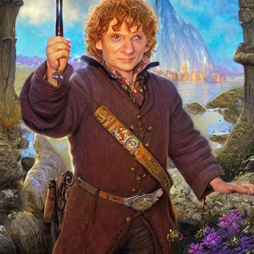 Prompt: Bilbo Baggins by Mark Brooks, Donato Giancola, Victor Nizovtsev, Scarlett Hooft, Graafland, Chris Moore