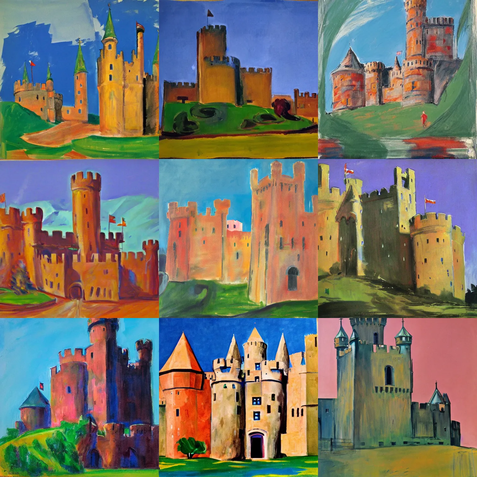 Prompt: medieval castle, by elaine de kooning