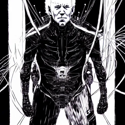 Image similar to Joe Biden looking sinister, by Tsutomu Nihei, highly detailed