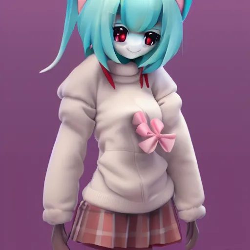 Prompt: cute fumo plush of a marsupial girl, anime girl, artstation character design contest winner, stylized pbr, vray, character silhouette, smile