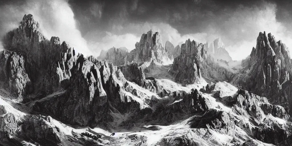 Image similar to photography of a mountain getting destroyed by roots, dolomites, alpine, detailed intricate insanely detailed octane render, 8k artistic 1920s photography, photorealistic, chiaroscuro, by David Cronenberg, Raphael, Caravaggio
