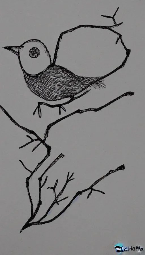 Prompt: stick figures bird, by yoshitaka amano