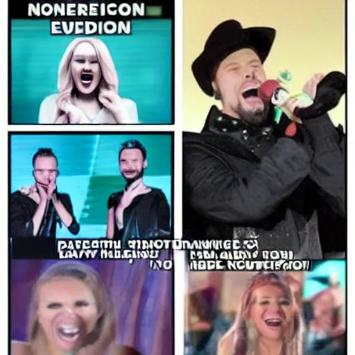 Prompt: a funny meme about norwegian eurovision contestants