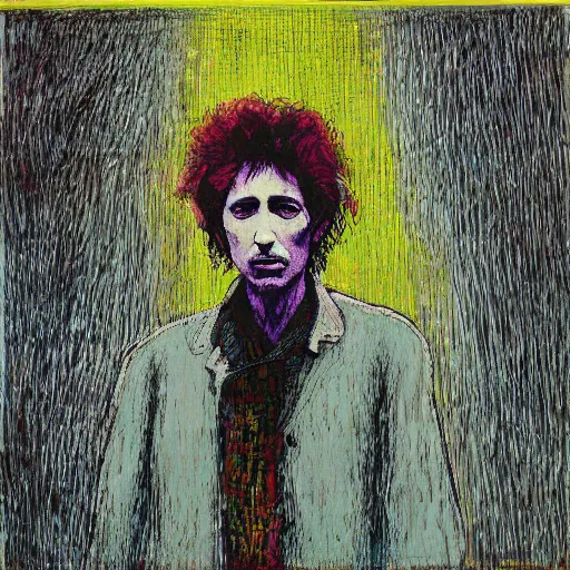 Image similar to portait of bob dylan art by peter doig