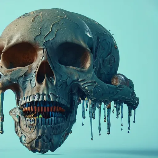 Image similar to portrait_of_a_melting_skull._intricate_abstract._intricate_artwork._by_Tooth_Wu_wlop_beeple_dan_mumford._octane_render_trending_on_artstat