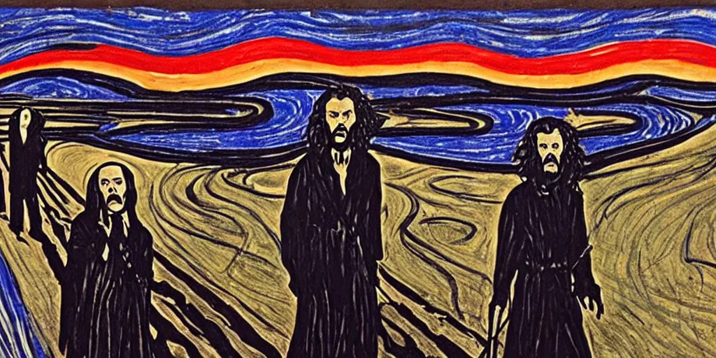 Image similar to john snow in the the scream painting