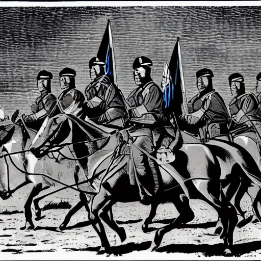 Prompt: cavalry of Robert E Lee, in the comic Tunique Bleues (1992)