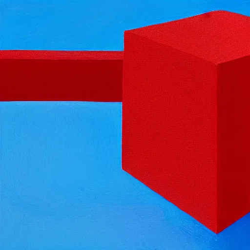 Image similar to red cube on a blue sphere