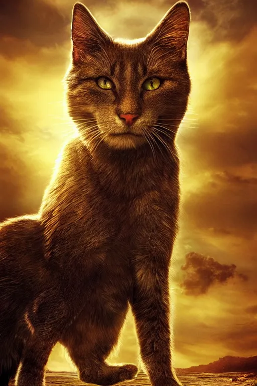 Prompt: a movie poster for warrior cats by wayne mclouglin, depth of field, sun flare, hyper realistic, very detailed, backlighting, cgi