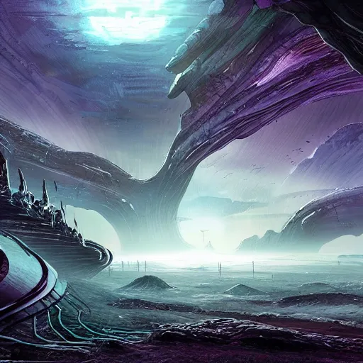 Image similar to amazing alien sci - fi landscape by pennington, bruce, arstation