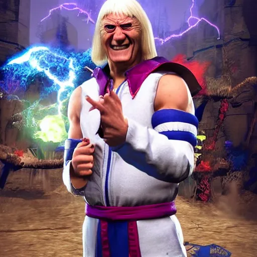 Image similar to jimmy savile as mortal kombat 1 1 game character goro, unreal engine, goro, realistic,