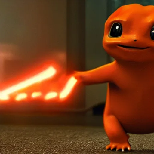 Image similar to charmander as tom cruise movie still, cinematic, photorealistic, extreme detail, sharp focus, 8 k, intricate, hyper detailed, realistic, cinematic lighting