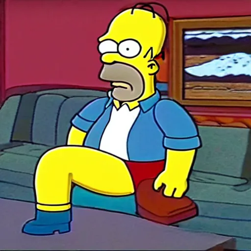 Image similar to A still from Homer Simpson starring in Twin Peaks (1990)