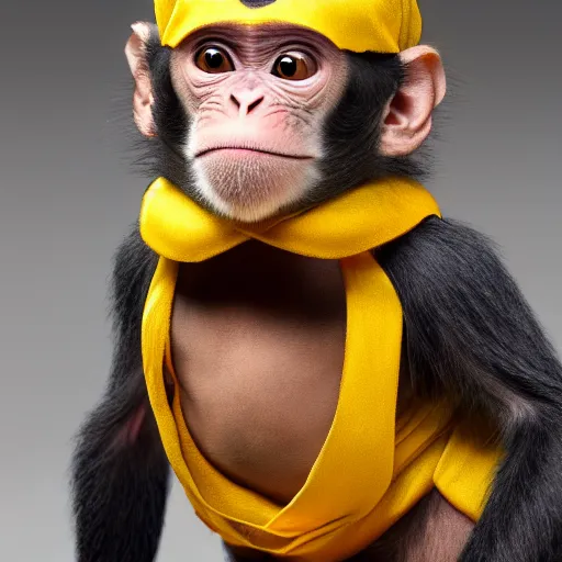 Image similar to a monkey wearing a yellow kimono, 8 k